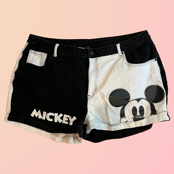 Disney Mickey Mouse Color Block White Black Shorts Plus Size 20 by Her Universe - Picture 3 of 10